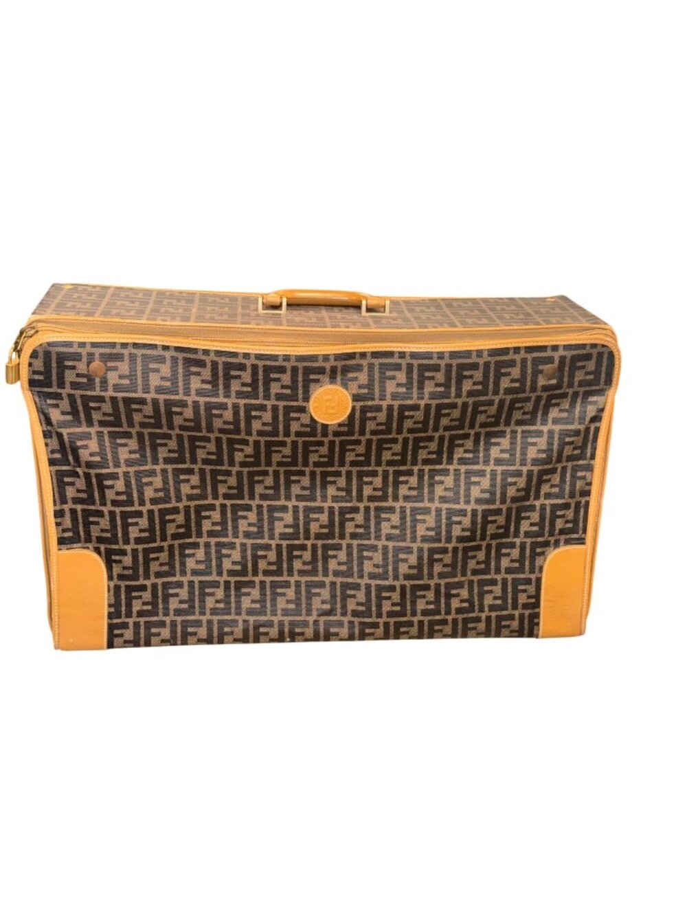 Fendi Monogrammed Canvas & Leather Vintage Travel Bag with COA